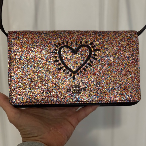 🌺🌻Coach (Hard to find) Keith Haring Hayden foldover crossbody glitter  bag - Picture 8 of 8